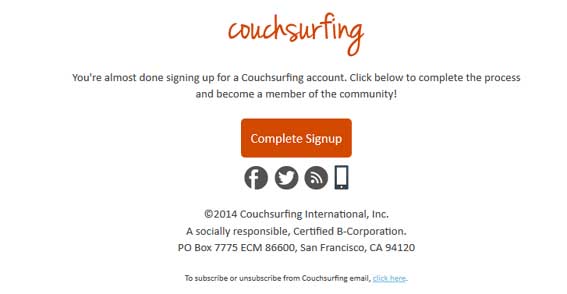 comprobar registro couchsurfing