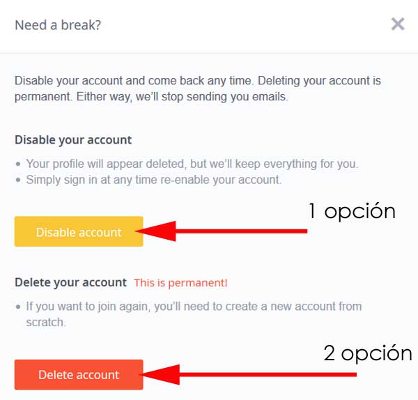 cancelar perfil de okCupid