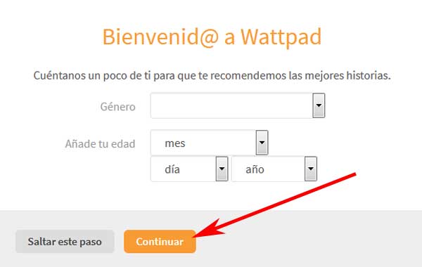 Crear una cuenta en Wattpad en español