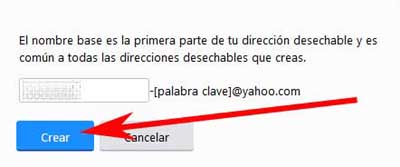 Crear dirección desechable en Yahoo!