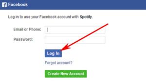 Registrarse en Spotify con cuenta de Facebook