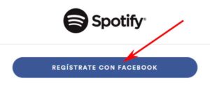 Registrarse en Spotify con Facebook