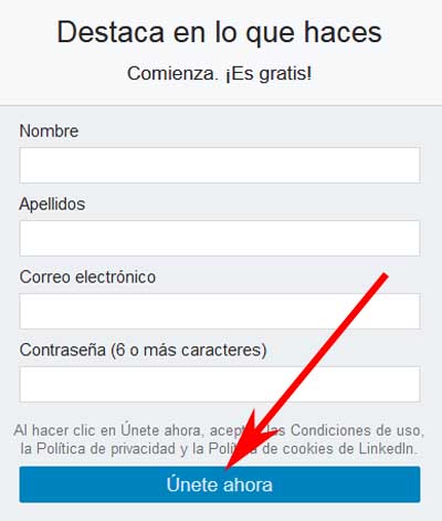Registrarse en LinkedIn en español