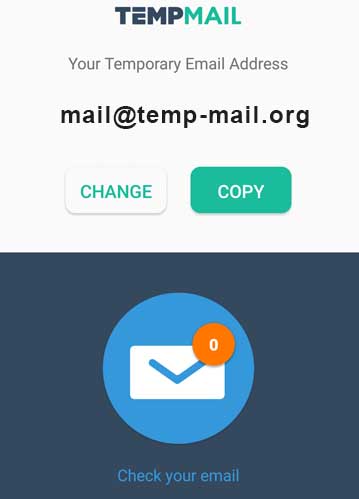 Crear una cuenta de correo en Temp Mail gratis.