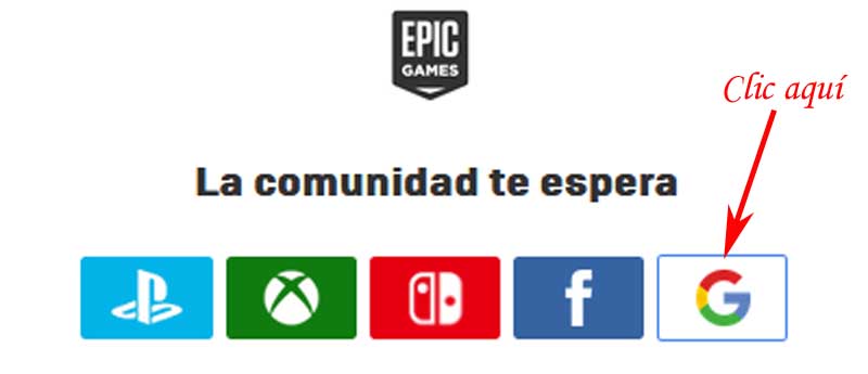 enter epic games with google