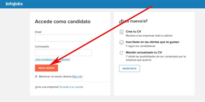 ingresar a infojobs