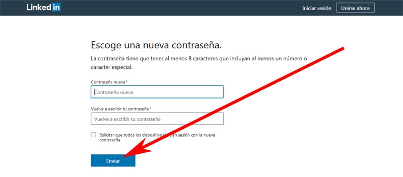 como cambiar mi contrasena de linkedin