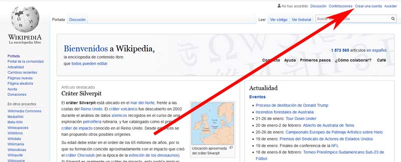 crear una cuenta en wikipedia