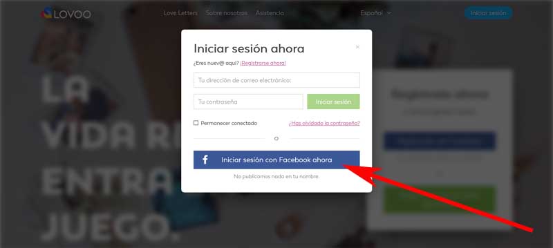 entrar a lovoo con facebook