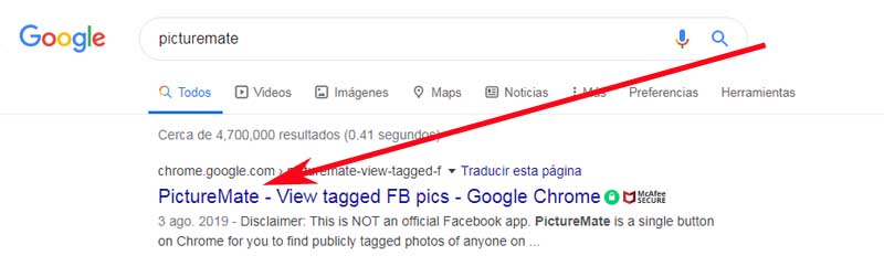 buscar extension picturemate en google