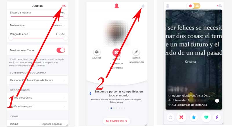 mostrarme en tinder activado