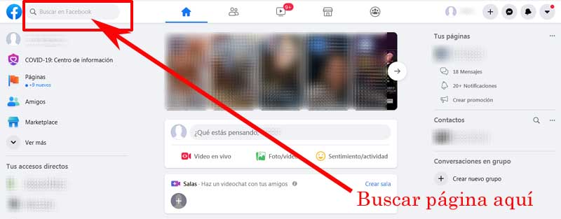 como poder buscar paginas en facebook