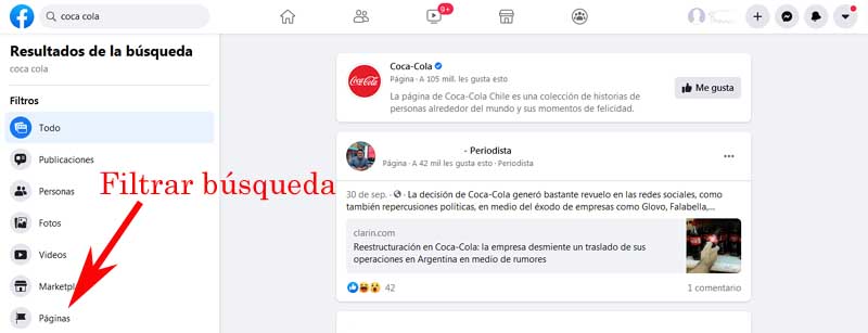 buscar pagina de facebook