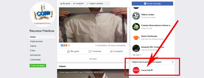 como seguir paginas desde mi pagina de facebook