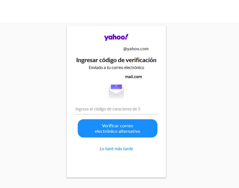 verificar correo de recuperacion en yahoo