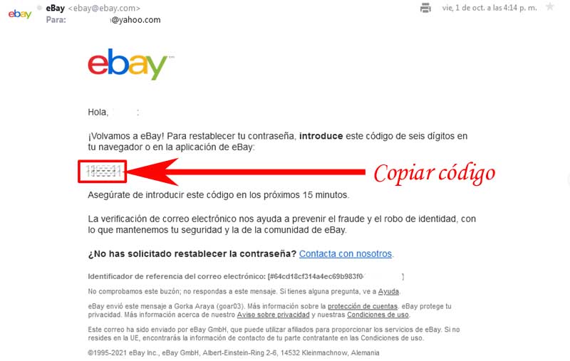 como cambiar mi contrasena de ebay
