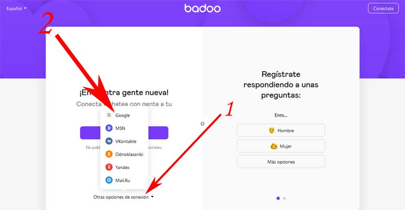 registrarse en badoo con google