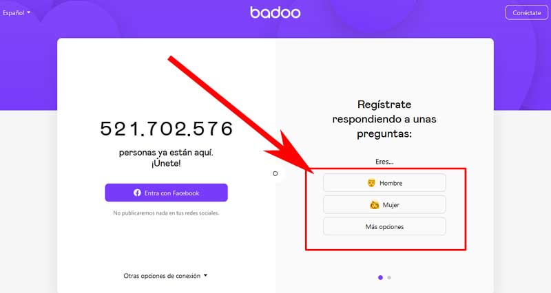 completar formulario de registro en badoo